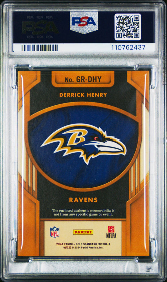 Derrick Henry Relic PSA 9 2024 Panini Gold Standard Gold Rush #GRDHY /299 back
