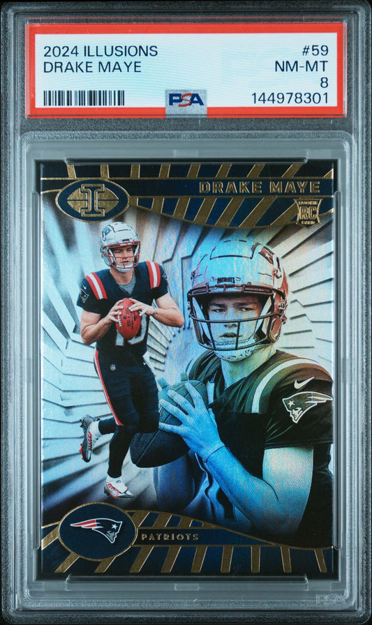 Drake Maye Rookie PSA 8 2024 Panini Illusions #59 front