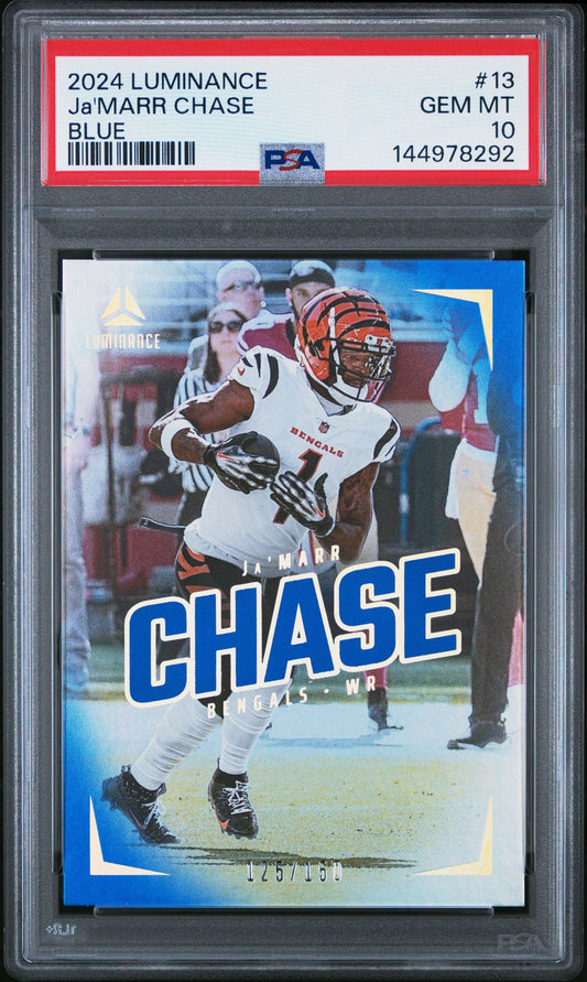 Ja'Marr Chase PSA 10 2024 Panini Luminance Blue #13 front