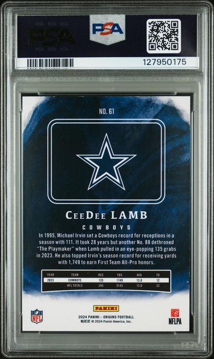 CeeDee Lamb PSA 9 2024 Panini Origins Orange #61 /125 back