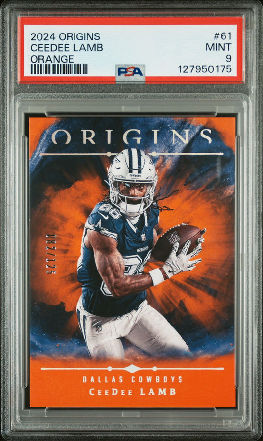 CeeDee Lamb PSA 9 2024 Panini Origins Orange #61 /125 front