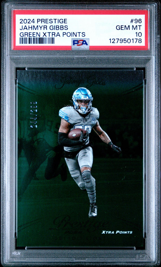 Jahmyr Gibbs PSA 10 2024 Panini Prestige Xtra Points Green /299 front