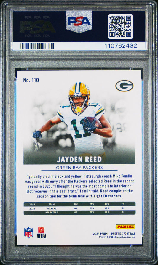 Jayden Reed PSA 10 2024 Panini Prestige Xtra Points Orange #110 /50 back