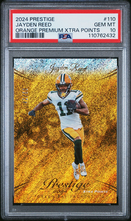 Jayden Reed PSA 10 2024 Panini Prestige Xtra Points Orange #110 /50 front