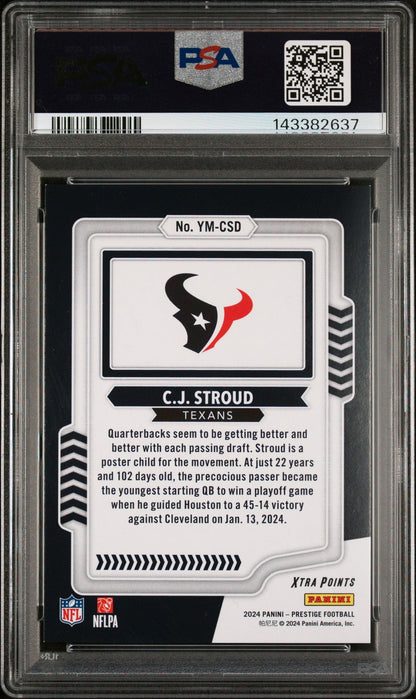 C.J. Stroud PSA 8 2024 Panini Prestige Youth Movement Red Xtra Points #YMCSD back