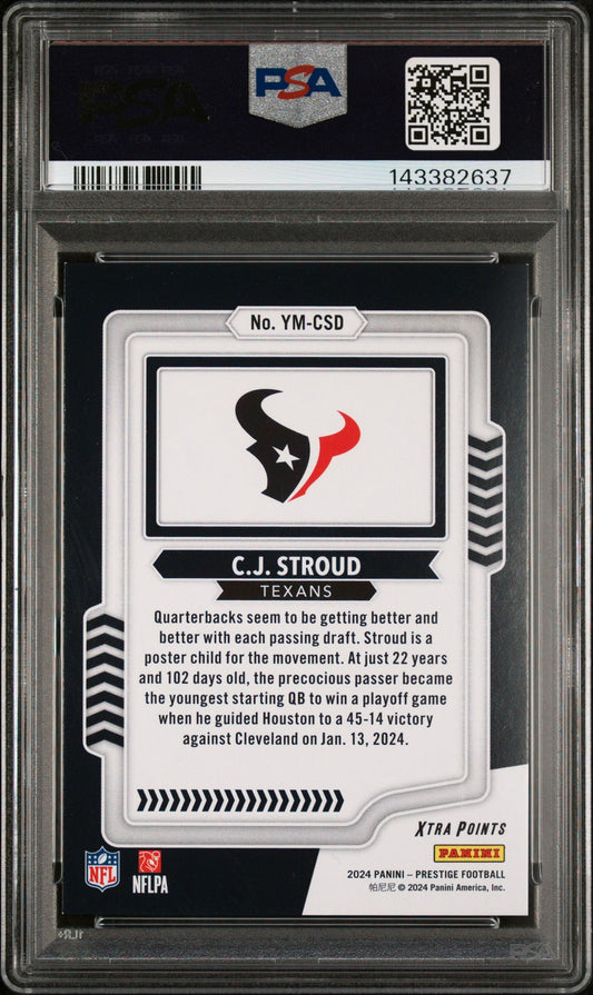 C.J. Stroud PSA 8 2024 Panini Prestige Youth Movement Red Xtra Points #YMCSD back