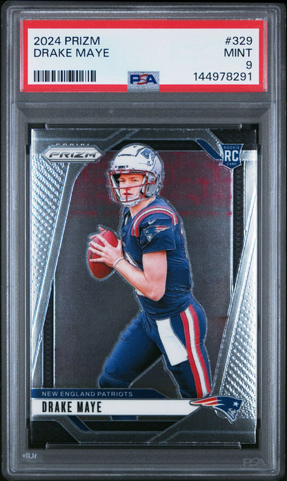 Drake Maye Rookie PSA 9 2024 Panini Prizm #329 front copy 2