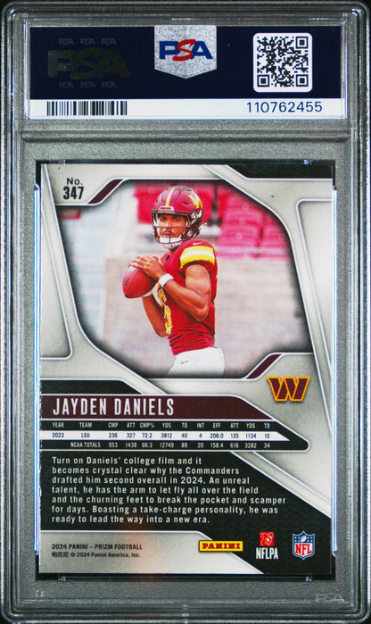 Jayden Daniels Rookie PSA 10 2024 Panini Prizm #347 copy 2 back