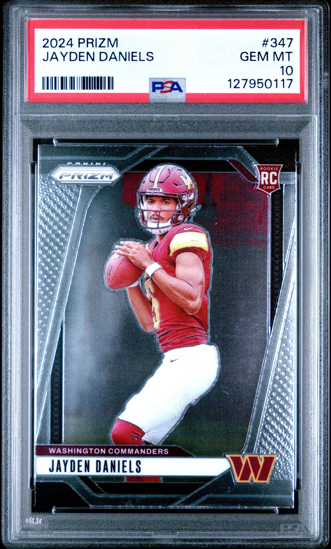 2024 Panini Prizm #347 Jayden Daniels PSA 10 rookie - front of slab