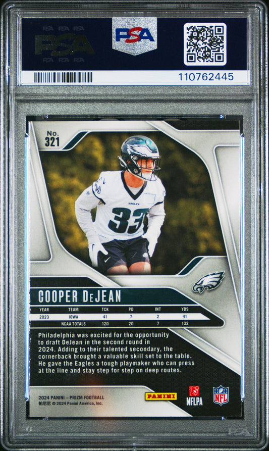 Cooper DeJean Rookie PSA 9 2024 Panini Prizm #321 back