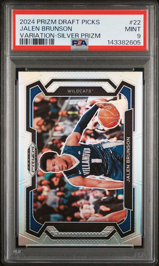 Jalen Brunson PSA 9 2024 Panini Prizm Draft Picks Silver Prizm Variation #22 front