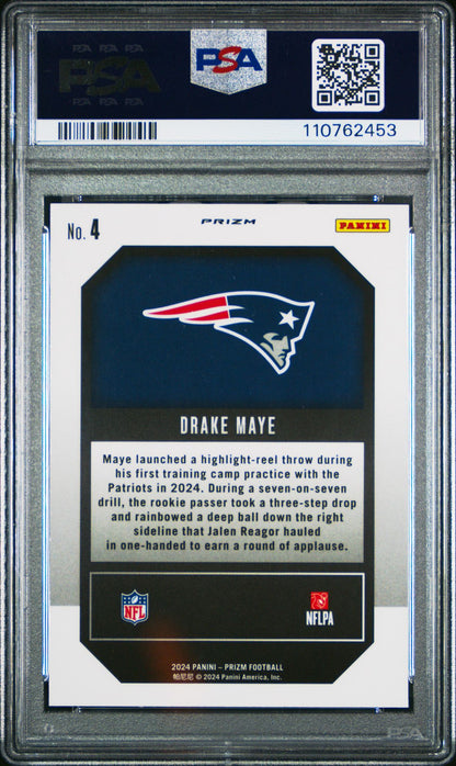 Drake Maye Rookie PSA 10 2024 Panini Prizm Emergent Green Ice #4 back