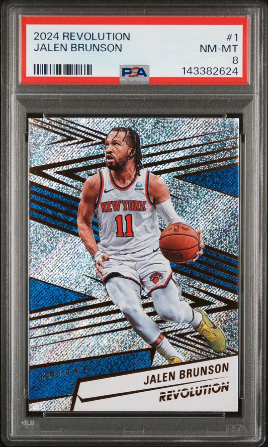 Jalen Brunson PSA 8 2024 Panini Revolution #1 front