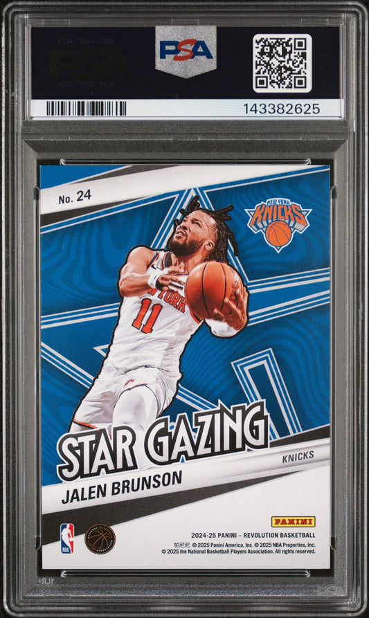 Jalen Brunson PSA 10 2024 Panini Revolution Star Gazing #24 back