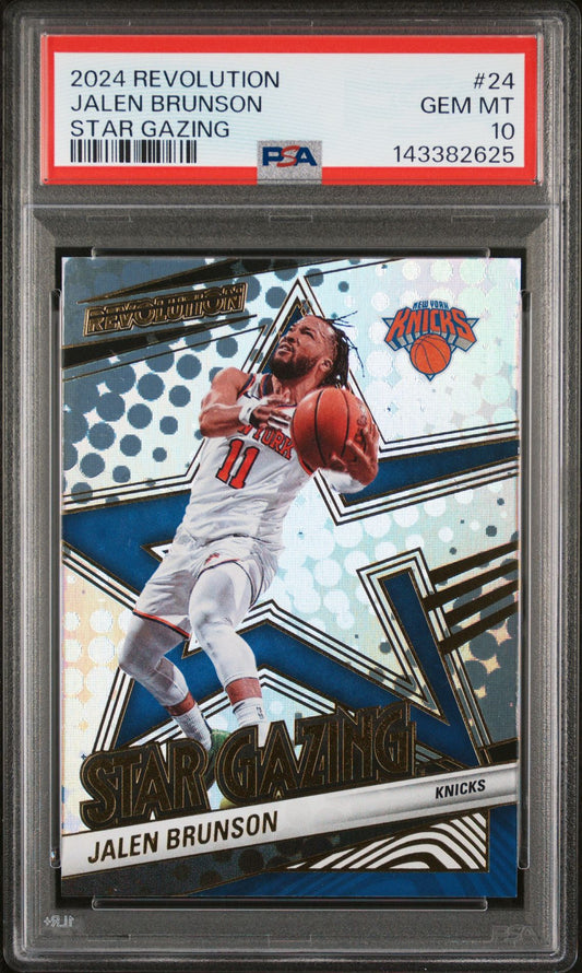 Jalen Brunson PSA 10 2024 Panini Revolution Star Gazing #24 front