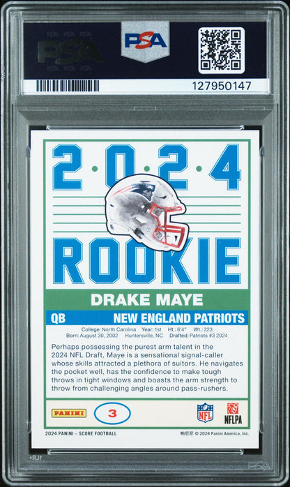 Drake Maye Rookie PSA 9 2024 Panini Score 35th Anniversary #3 back