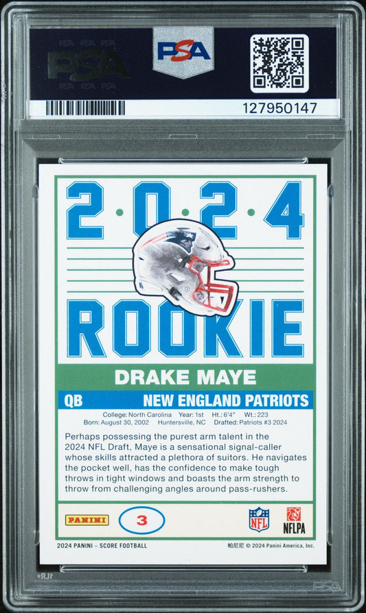 Drake Maye Rookie PSA 9 2024 Panini Score 35th Anniversary #3 back