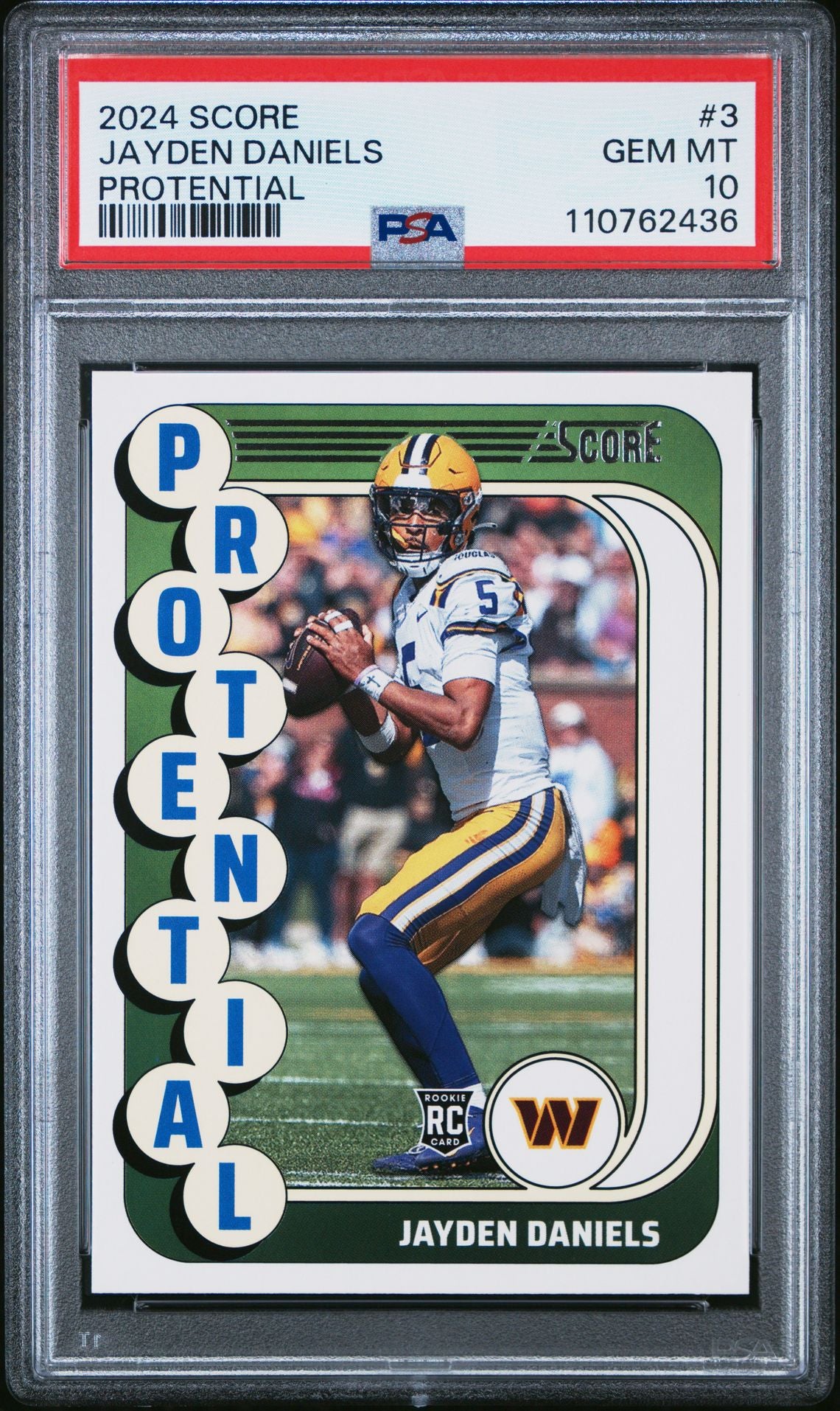 Jayden Daniels Rookie PSA 10 2024 Panini Score Protential #3 front