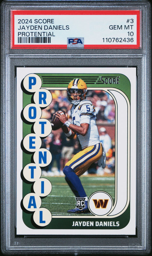 Jayden Daniels Rookie PSA 10 2024 Panini Score Protential #3 front
