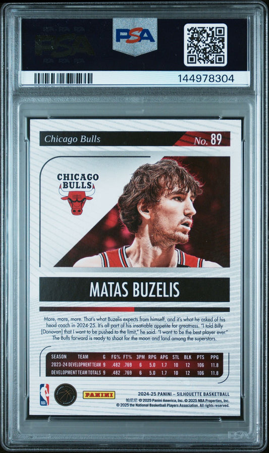 Matas Buzelis Rookie PSA 7 2024 Panini Silhouettes #89 back