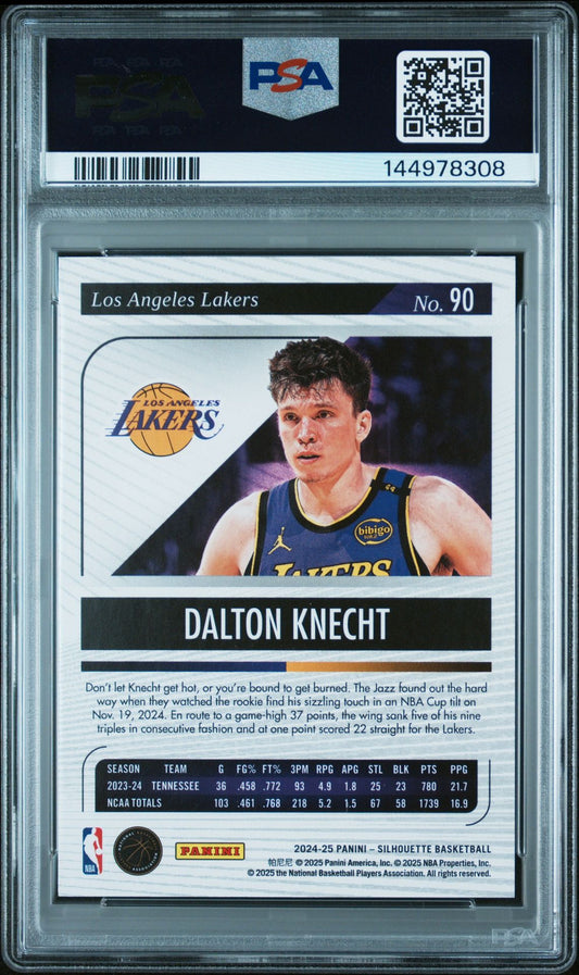 Dalton Knecht Rookie PSA 8 2024 Panini Silhouettes #90 back