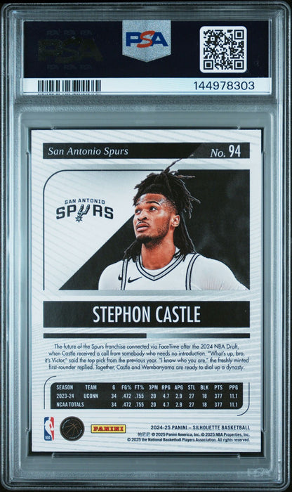 Stephon Castle Rookie PSA 8 2024 Panini Silhouettes #94 back