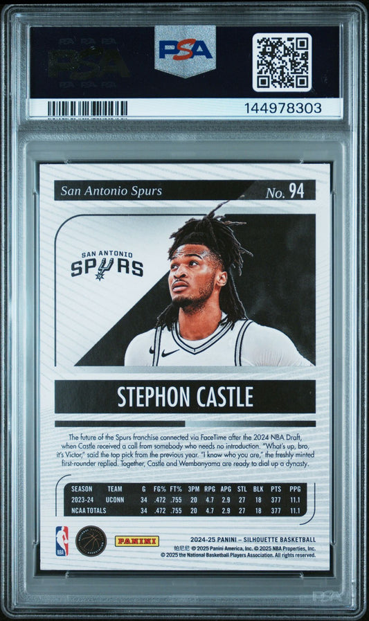 Stephon Castle Rookie PSA 8 2024 Panini Silhouettes #94 back