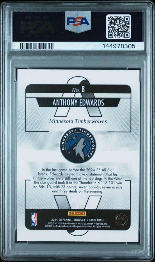 Anthony Edwards PSA 9 2024 Panini Silhouettes Vanta #8 back