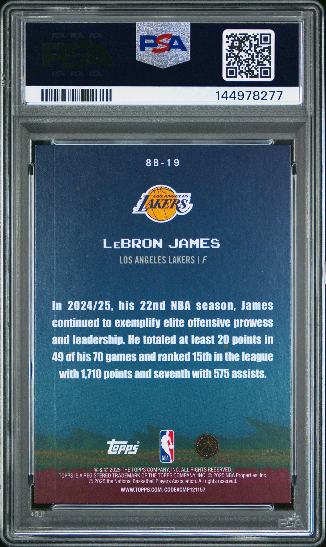 LeBron James PSA 8 2025 Topps 8 Bit Ballers #8B-19 back