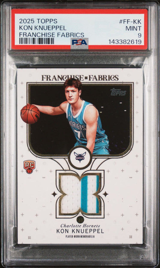 Kon Knueppel Rookie Relic PSA 9 2025 Topps Franchise Fabrics #FF-KK front