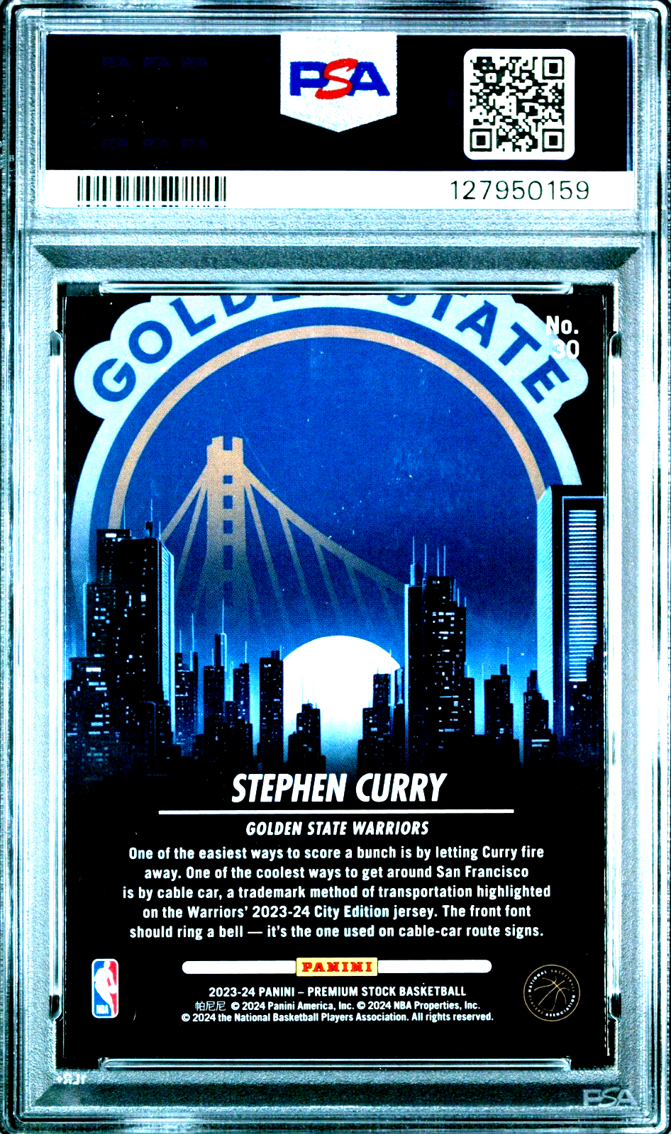 Stephen Curry PSA 10 2023 Hoops Premium Stock #30 City Edition