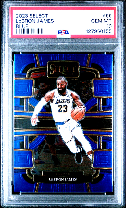 LEBRON JAMES PSA 10 2023 PANINI SELECT BLUE PRIZM #66