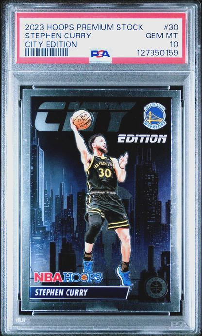 Stephen Curry PSA 10 2023 Hoops Premium Stock #30 City Edition