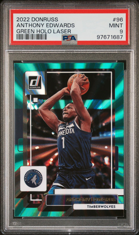 2022-23 Panini Donruss - Green Holo Laser #96 Anthony Edwards PSA 9