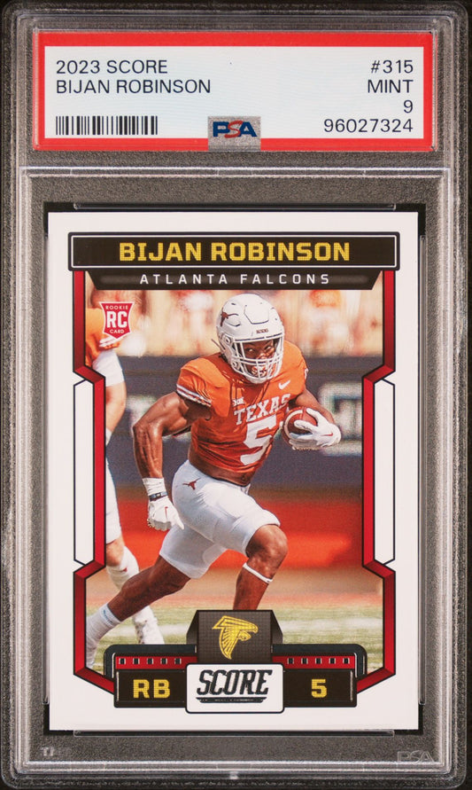 2023 Panini Score #315 Bijan Robinson PSA 9 Rookie Card