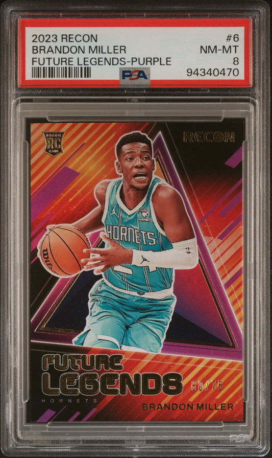 2023 Panini Recon - Future Legends-Purple #6 Brandon Miller /75 PSA 8 (RC)