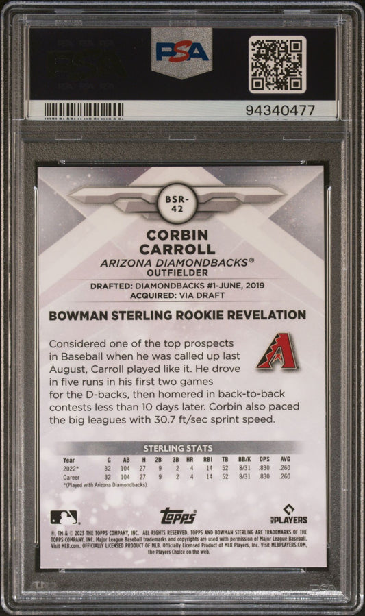 2023 Bowman Sterling #BSR42 Corbin Carroll PSA 10 Rookie Card