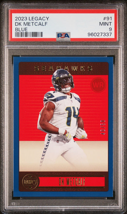 2023 Panini Legacy Blue #91 40/50 DK Metcalf PSA 9