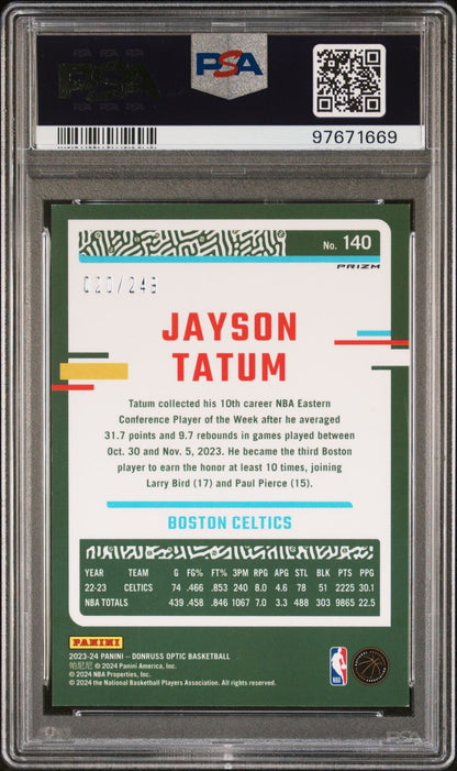 2023-24 Panini Donruss Optic - Aqua #140 Jayson Tatum /249 PSA 8