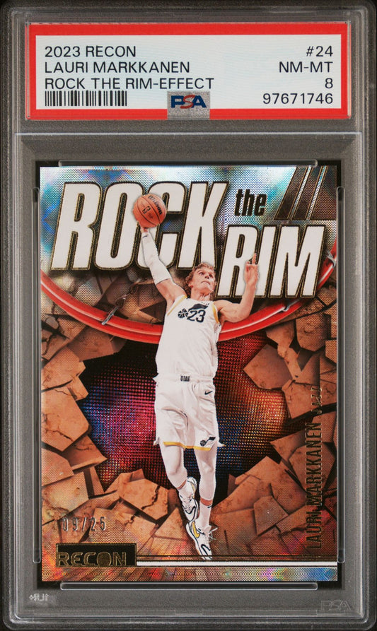 2023-24 Panini Recon Rock the Rim - Effect #24 Lauri Markkanen /25 PSA 8