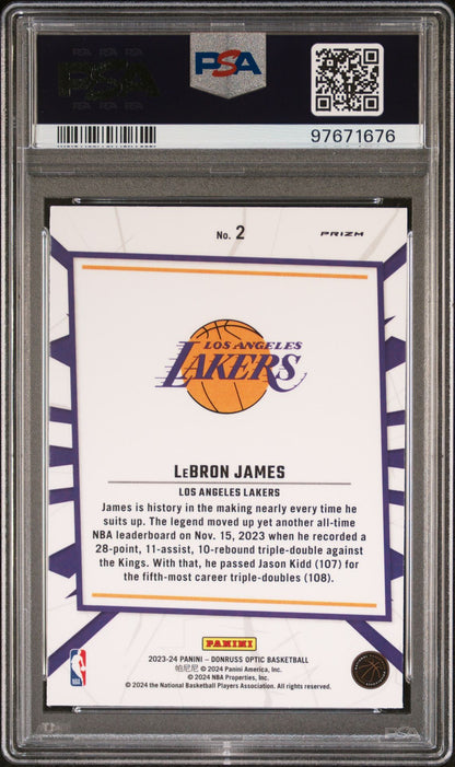 2023-24 Panini Donruss Optic - My House-Purple #2 LeBron James PSA 10