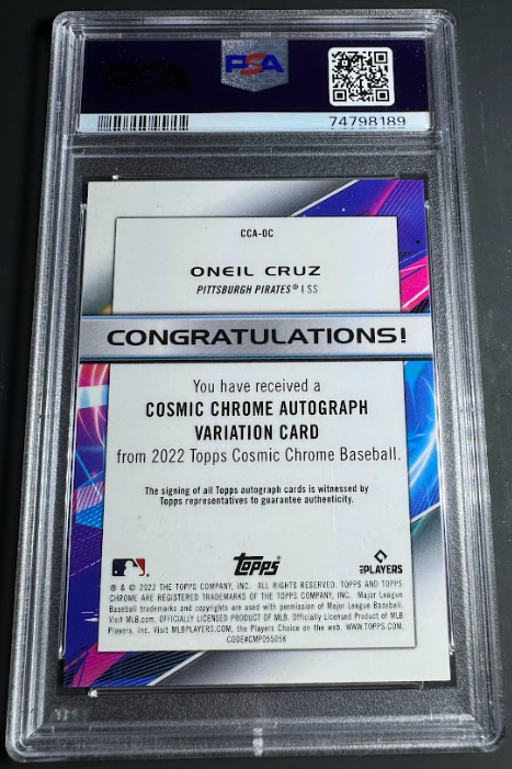 2022 Topps Cosmic Chrome Autographs CCA-OC Oneil Cruz PSA 9
