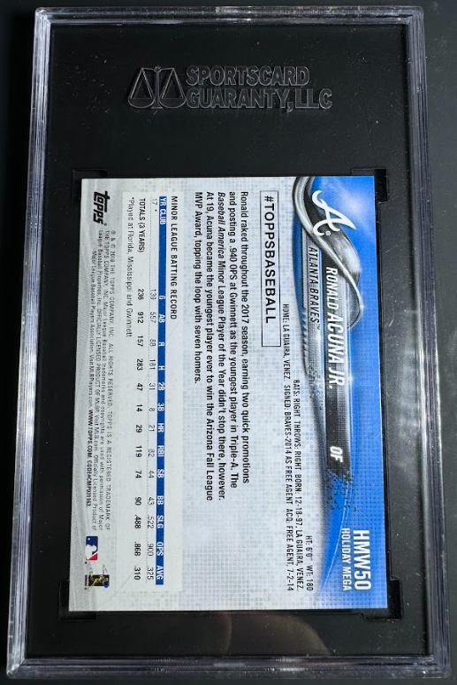2018 Topps Holiday Mega Box Ronald Acuna Jr. HMW50 SGC 10
