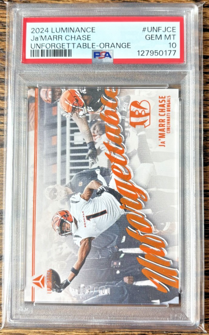 2024 Luminance Ja'Marr Chase Unforgettable Orange /100 #UNFJCE PSA 10