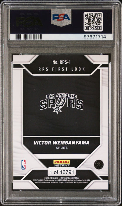Victor Wembanyama Rookie PSA 9 2023-24 Panini Instant #RPS-1 back