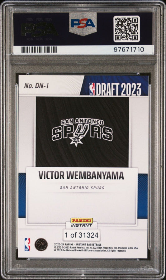 Victor Wembanyama Rookie PSA 9 2023-24 Panini Instant #DN-1 back