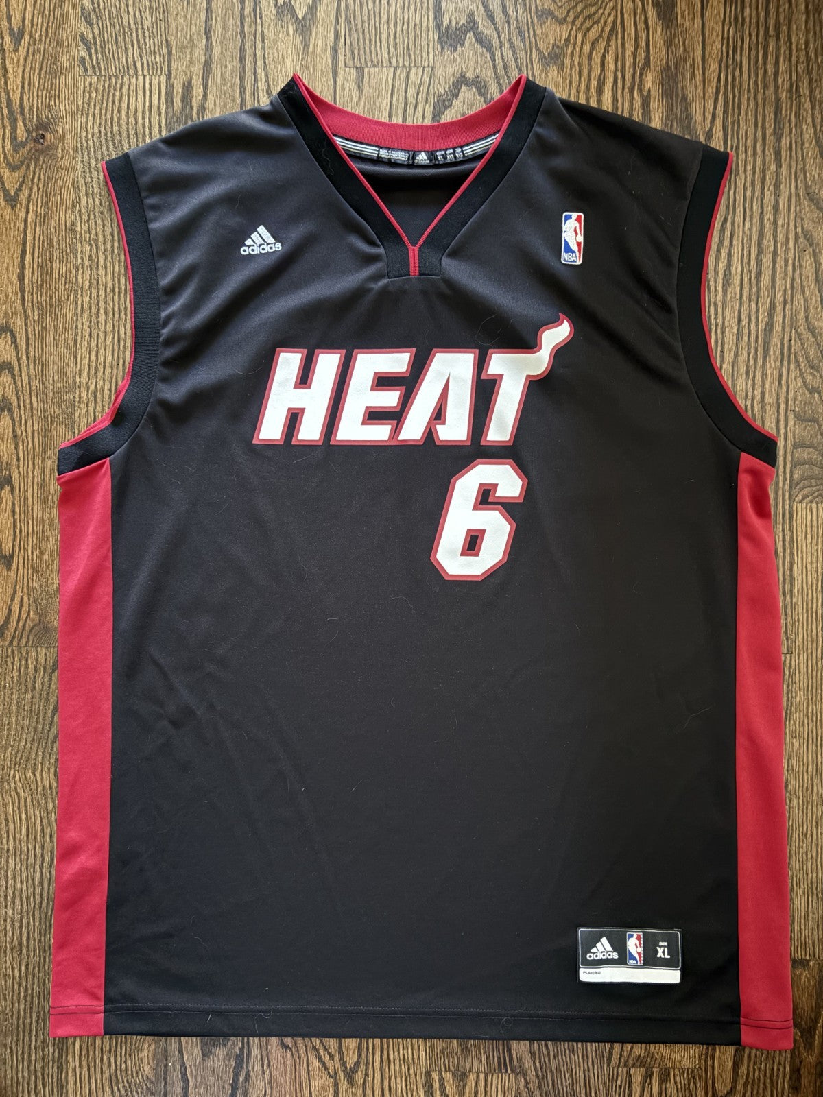 Lebron James #6 Miami Heat Adidas Black Jersey Men's XL