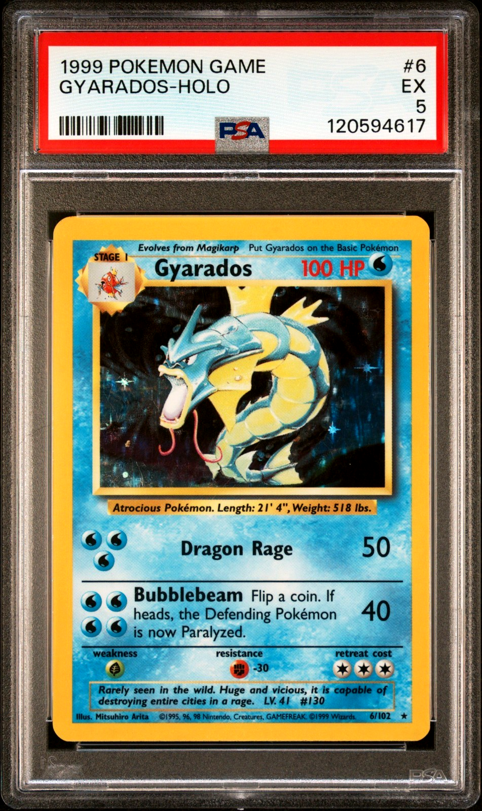 Gyarados 006/102 Base Set (Shadowless) Holo GRADED PSA 5 NEW SLAB