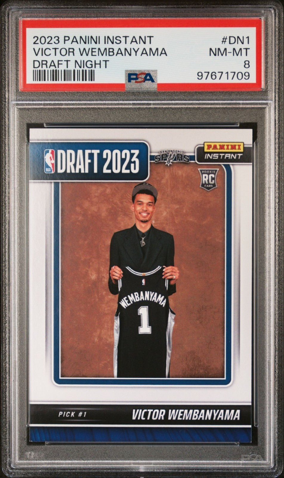 Victor Wembanyama Rookie PSA 8 2023-24 Panini Instant #DN-1 front