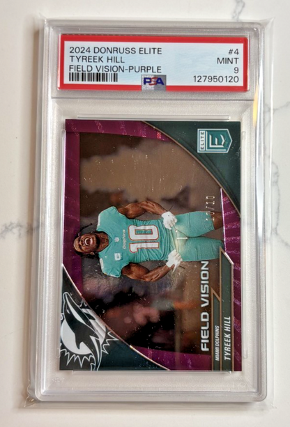 Tyreek Hill PSA 9 2024 Donruss Elite Field Vision Purple #4 /10 front